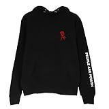 Women's Black Rose Pattern People are Poison Letter Print Black Hoodie Sweatshirt