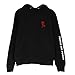 Women's Black Rose Pattern People are Poison Letter Print Black Hoodie Sweatshirt