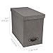 Bigso John Desktop File Box - Storage Solution and Document Organizer for Important Paperwork - Durable Hanging File Box with a Lid and Leather Handle - 7.4 in x 13 in x 10.4 in - Grey