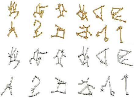 24 Pcs 2 Color Constellation Open Bezel Charm Open Back Bezel Charms Blanks Frame Pendant for UV Resin Crafts, DIY Jewelry Making