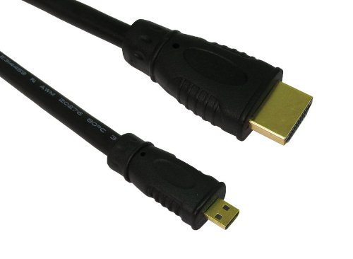 1m v1.4 Micro D HDMI to HDMI Cable - Premium Quality Lead - 24k Gold Plated Plugs - Audio & Video 1080p - Ideal For Connecting HD Devices using the new Micro HDMI connector like a Camcorder to PC or TV