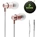 Rovking Wired Earbuds with Mic and Case, Lightweight Ergofit in Ear Headphones, Metal Ear Buds Stereo Bass Earphones Compatible with iPhone iPod iPad Samung Android Cell Phone Laptop Tablet Rose Gold