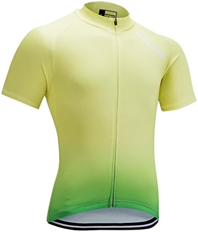 Runmaner Men's Cycling Jersey Short Sleeve Bike Clothing (XXXX-Large, Yellow)
