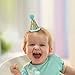 ANYI16 Gold Glitter Sparkle 1st Birthday Cone Hat with Adjustable Headband for Baby Boy Party Supplies(Blue)