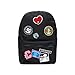 BT21 Character Wappen Lightweight Casual Student Canvas Backpack, Black