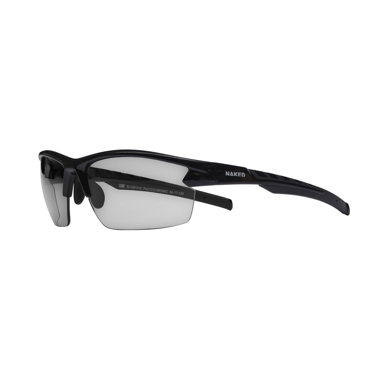 NAKED Optics Sports Sunglasses - Ultralight Cycling Glasses Women - Comfortable Sports Sunglasses with Non-Slip Pads - Quick Glasses Ideal for Cycling (Half-Frame Black/Photochromic Lens)