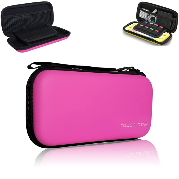 SILCOSTAR Hard Protective Carry Travel Case & 8 Game Cartridges Storage Case Cover for Nintendo Switch Lite (Pink)
