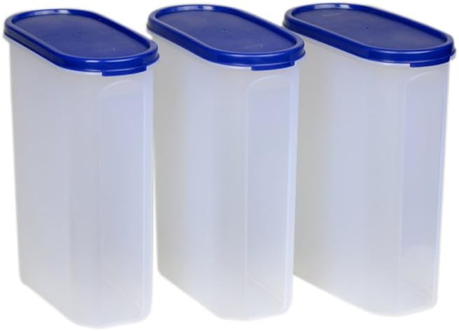 Java Plastic Big Oval Containers (Transparent and Blue, 2000ml, 18.5x8.8x23cm) - Set of 3