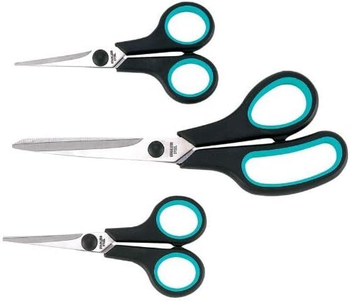 Maxam Small Household Scissor Set with Soft Touch Handles for a Safe Comfortable Grip, 3 Pieces [New Improved Version