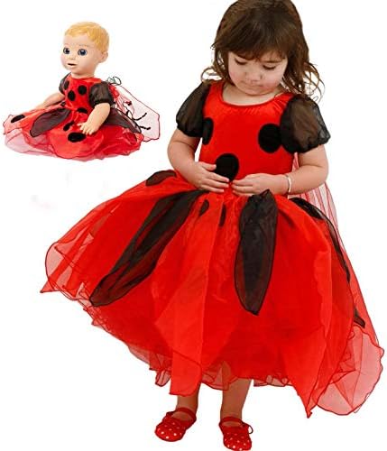 FRILLY LILY UK COMPANY Matching Luvabella Doll Ladybird Dress and Childs Dress 2-4 yrs