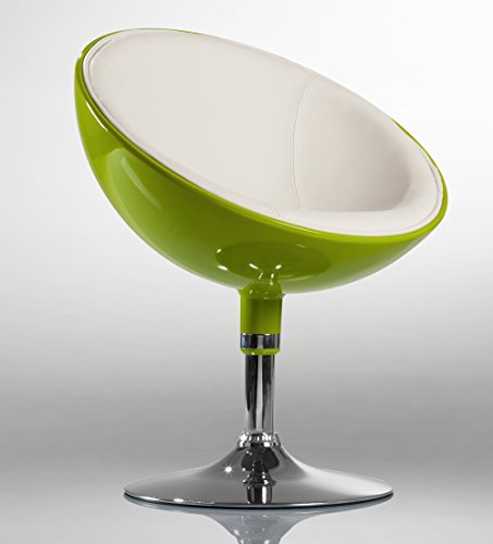 Duhome Retro Vanity Lounge Chair Swivel PU Leather Seat + ABS 2 Tone (Green+White)