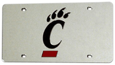 NCAA Cincinnati Bearcats Laser Cut Auto Tag, Silver
