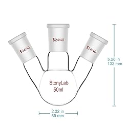 StonyLab Glass 50ml Heavy Wall 3 Neck Round Bottom