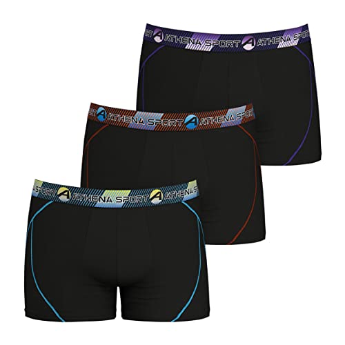 Athena - Lot de 3 Boxers Pour Homme Training LN24 - Tissu Ultra Extensible Microfibre Respirante 85% Polyamide 15% Elasthanne Label OEKO-TEX standard 100