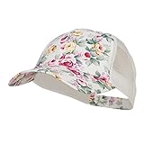 Floral Print Mesh Trucker Cap - White OSFM