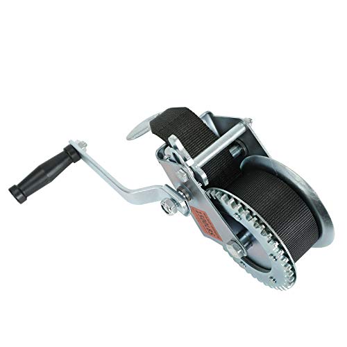 Fekuar Hand Winch with Hook & 20' Strap Hand Crank Use on Manual Trailer Boat Pull Tow (1500lbs) - Image 4