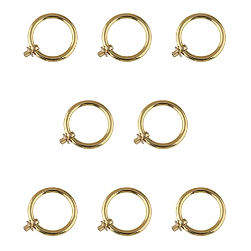 Tiazza 8Pcs Antique Brass Ring Pull Handle Kitchen Cabinets Wardrobe Drawer Furniture Hardware Retro Style Small Pull Ring (Gold)