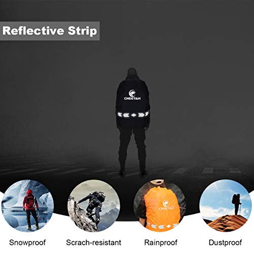 Cheetah Outdoor 100% Waterproof Backpack Rain Covers (45L-80L) with Adjustable Anti-Slip Cross Buckle Strap and Reflective Strip, Durable Strengthened Layer for Hiking, Hunting, Biking Orange-M