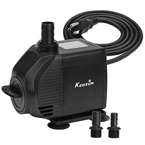 KEDSUM 580GPH Submersible Pump, 35W Ultra Quiet Water Pump with 6ft High Lift, Fountain Pump with 5 ft Power Cord, 3 Nozzles for Fish Tank, Pond, Aquarium, Statuary, Hydroponics