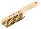 Forney 70519 Wire Scratch Brush, Brass with Wood Shoe Handle, 10-1/4-Inch-by-.012-Inch