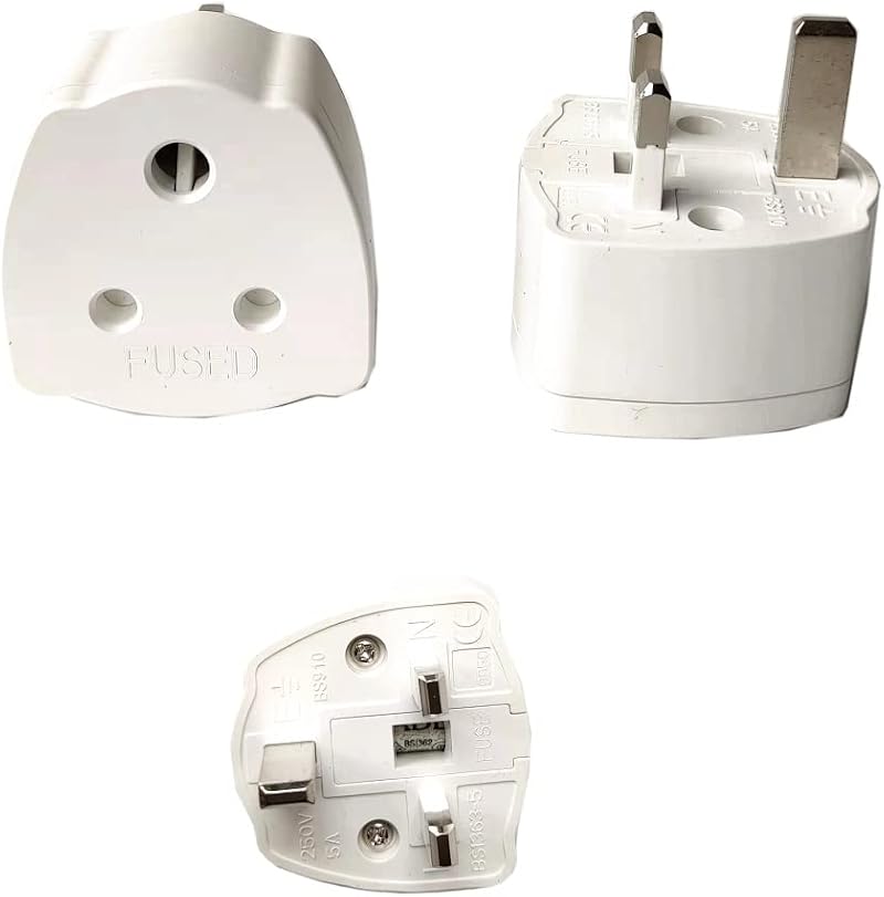 TopE TuoYi 2 Packs India to UK Tourist Adaptor Mains Plug 5A Fuse Copper Wire