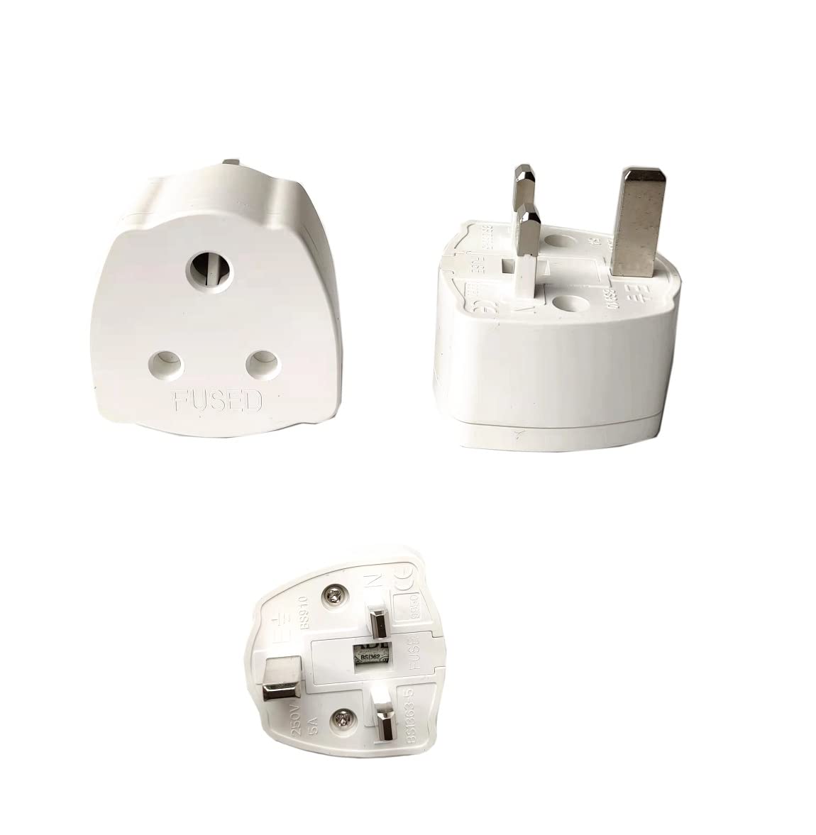 TuoYi 2 Packs India to UK Tourist Adaptor Converter Mains Plug, 5 Amp Fuse, Pure Coper Wire,Ideal for Trip Home Office