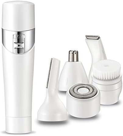 Lady Shaver Bikini Trimmer Facial Hair Remover for Women Mini Electric Razors Hair Trimmer for Eyebrow Nose Face Upper Lip Chin Armpits Fairycity 5 in 1 Waterproof USB Rechargeable Travel Groomer Kit (Silver)