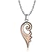TIGRADE Couple Matching 2 PCS Silver/Black/Rose Gold Tone Elegant Angel Wing Pendant Necklace Set with Chain (Black and Rose Gold)