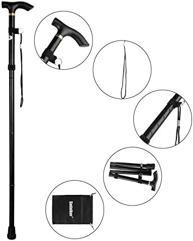 Sminiker Professional Folding Walking Canes with Carrying Bag Lightweight Adjustable Canes and Walking Sticks for Men and Women with Wrist Strap Aluminum Alloy Shaft