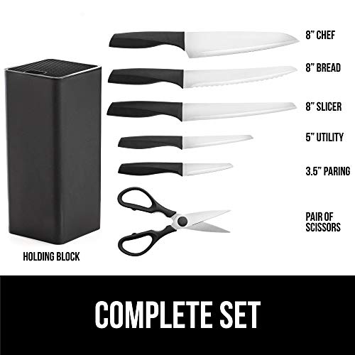 Gorilla Grip Original Premium Knife Block 7 Piece Set, Stainless Steel