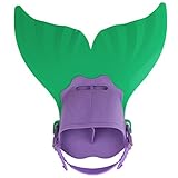 Kids Girls Adjustable Swimming Monofin Flippers Swimmable Mermaid Tail (Green)
