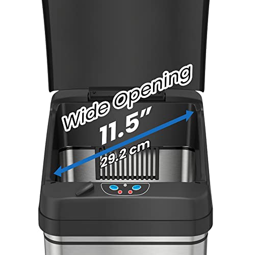 iTouchless 13 Gallon Automatic Trash Can with OdorAbsorbing Filter and