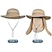 LCZTN UPF 50+ Sun Protection Cap Wide Brim Fishing Hat with Face & Neck Flap Khaki