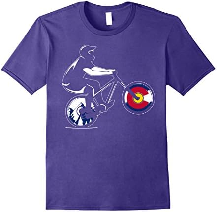 Mens Colorado Flag Mountain Bike T Shirt - Colorado Day Shirts XL Purple