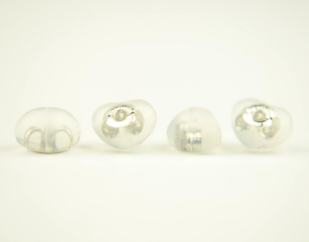 Jewelry Yokoyama Heart Earring Backs Soft Clear Silicone and 14k White Gold Small 2 Pairs Made in Japan
