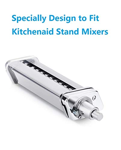 3 Piece Pasta Roller Cutter Attachment Set Compatible with KitchenAid Stand Mixers, Included Pasta Sheet Roller, Spaghetti Cutter, Fettuccine Cutter Maker Accessories and Cleaning Brush (Renewed)