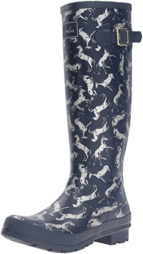 Joules Women's Wellyprint Rain Boot, Navy Scribbly Horse, M