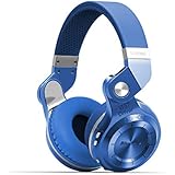 Bluedio T2s Bluetooth Headphones On Ear with Mic, 57mm Driver Rotary Folding Wireless Headset, Wired and Wireless headphones for Cell Phone/TV/PC, 40 Hours Play Time (Blue)