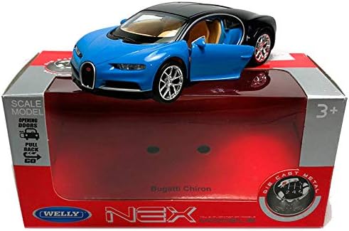 Welly 1:34-1:39 Die-Cast Bugatti Chiron Car Blue Model with Box Collection Christmas New Gift