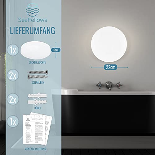 SeaFellows Badezimmer Lampe LED 15W I Warmweiße Feuchtraumleuchte I Spritzwassergeschützt nach IP54 I… – Bild 4