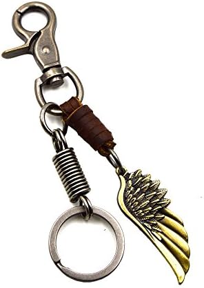 Keychain, I'risi Vintage Fashion Leather Angel Wing Key Chain Fob Strap Holder (C)