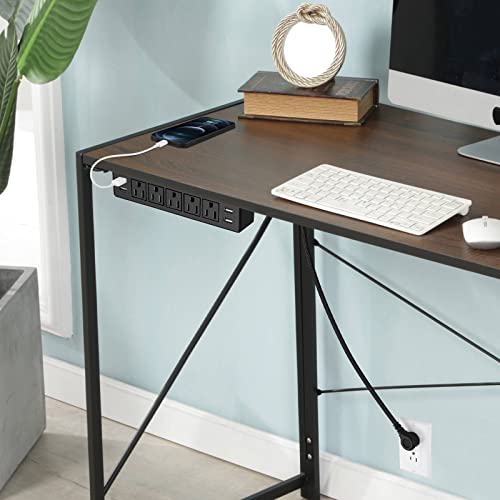 Black Under Desk Power Strip, Adhesive Wall Mount Power Strip with USB