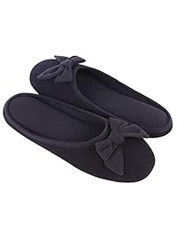 HomeTop cómodas pantuflas de cachemira con moño