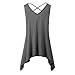 Solatin Women's Cross Front V Neck Tank Tops Summer Sleeveless Tunic Deep Grey 2XL