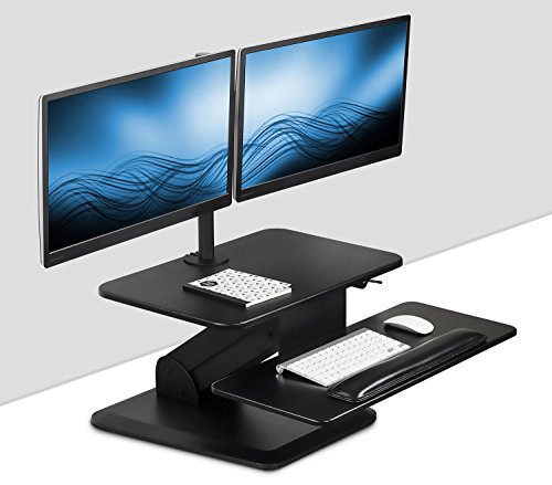 Mount-It! Sit Stand Workstation Standing Desk Converter With Dual
Monitor Mount Combo, Ergonomic Height Adjustable Tabletop Desk, Black
(MI-7914) (Stand +Dual Monitor Mount)