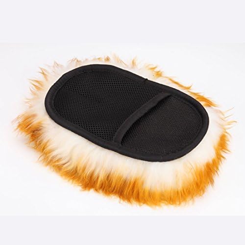 AMIS Wool Wash Mitt, Genuine Sheepskin Wool Car Wash Mitt Efficiently Cleaning Cloth Single Side Brown
