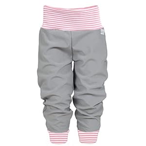 Lilakind Softshell broek babybroek kinderbroek herfst winter gevoerde regenbroek effen grijs gestreept roze wit maat 50…