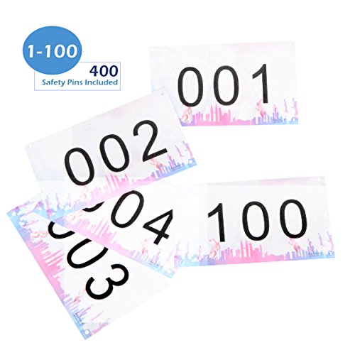 TRIWONDER Tyvek Race Bib Competitor Numbers with Safety Pins, 4"x7