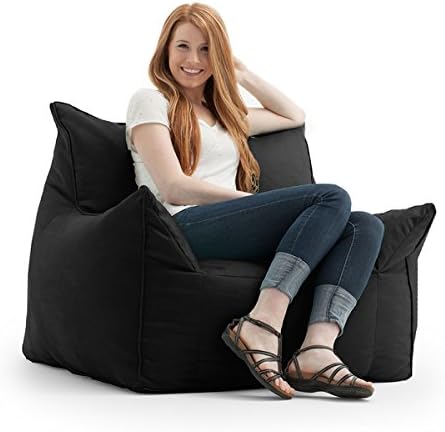 FufSack Memory Foam Imperial Black Microfiber Bean Bag Lounge Chair