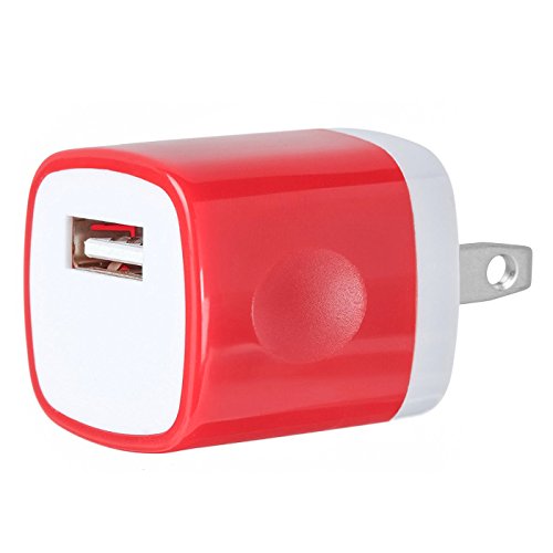 1 USB Wall Charger, HLCT 1A Universal USB Wall Charger Adapter for Apple iPhone and iPad, Samsung Galaxy, HTC, LG, Huawei, Nexus Smartphones and Tablets (Red)